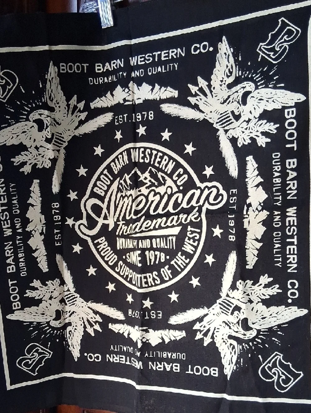 2- Boot Barn Western Co. Black & White Bandana Scarfs